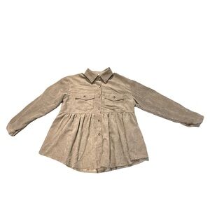 Corduroy Babydoll Shacket Boho Cottagecore Taupe Women’s‎ Medium
